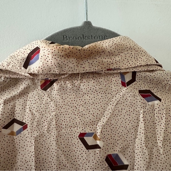 Vintage 80s Personal Beige Geometric Pattern Blouse Long Sleeves Women’s Size 12 - Picture 16 of 16